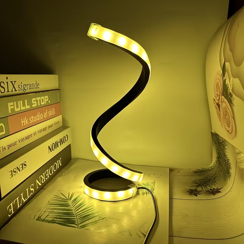 2Pcs Creative Spiral Three-Color Adjustable LED Desk Lamp, Three-Color Dimming, Soft Lighting, Eye-Friendly And Comfortable, Suitable For Bedroom, Living Room, Bathroom, And Home Decor, USB-Powered