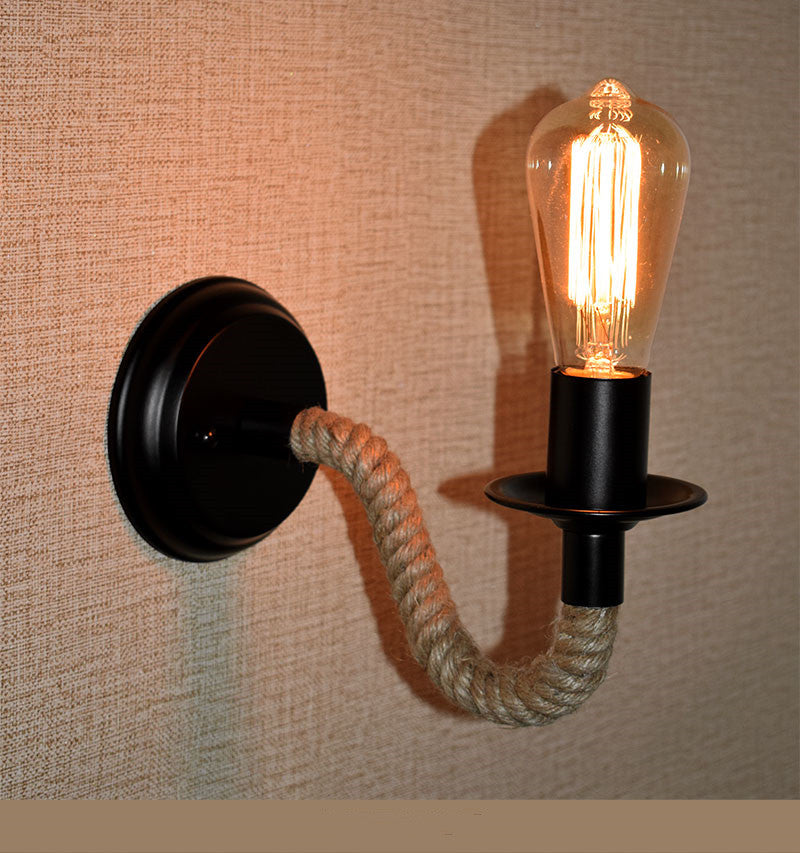 Retro Creative Wrought Iron Twine Wall Lamp Bedside Lamp