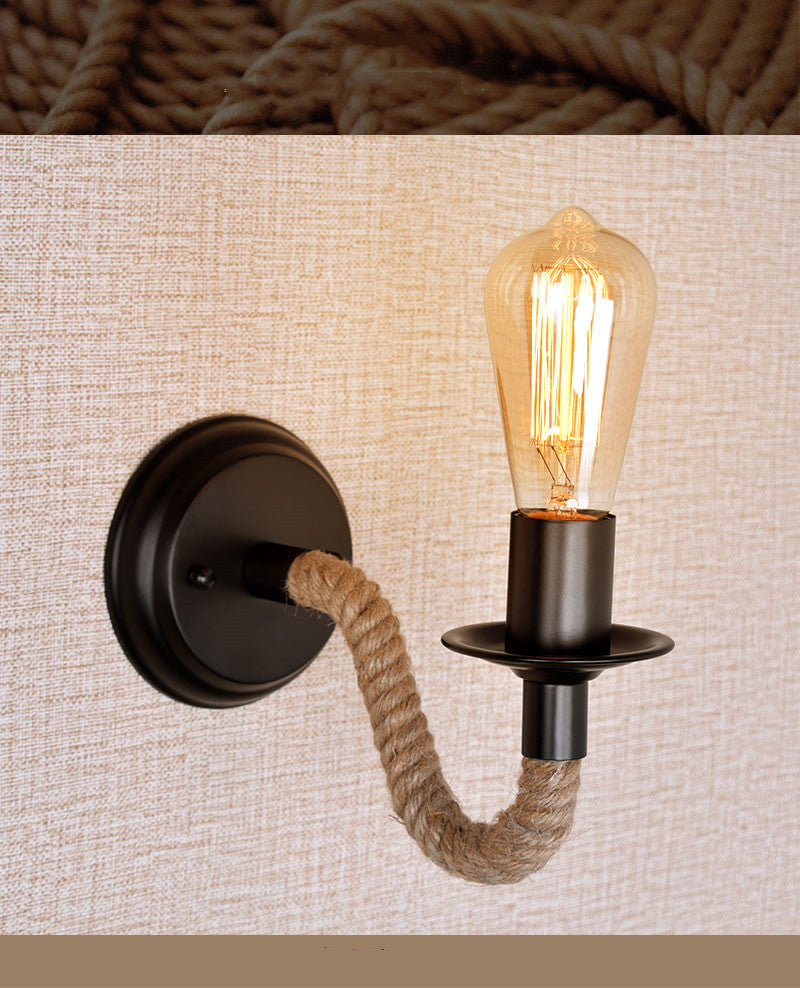 Retro Creative Wrought Iron Twine Wall Lamp Bedside Lamp