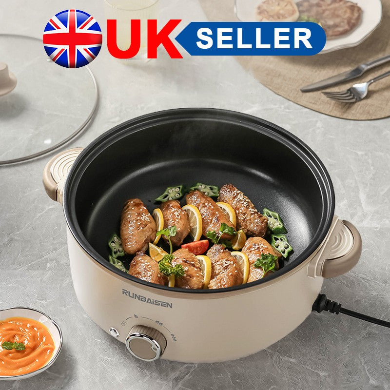 4L Electric Slow Cooker Glass Lid Non Stick Rice Cooking Frying Pan Stew Pot NEW
