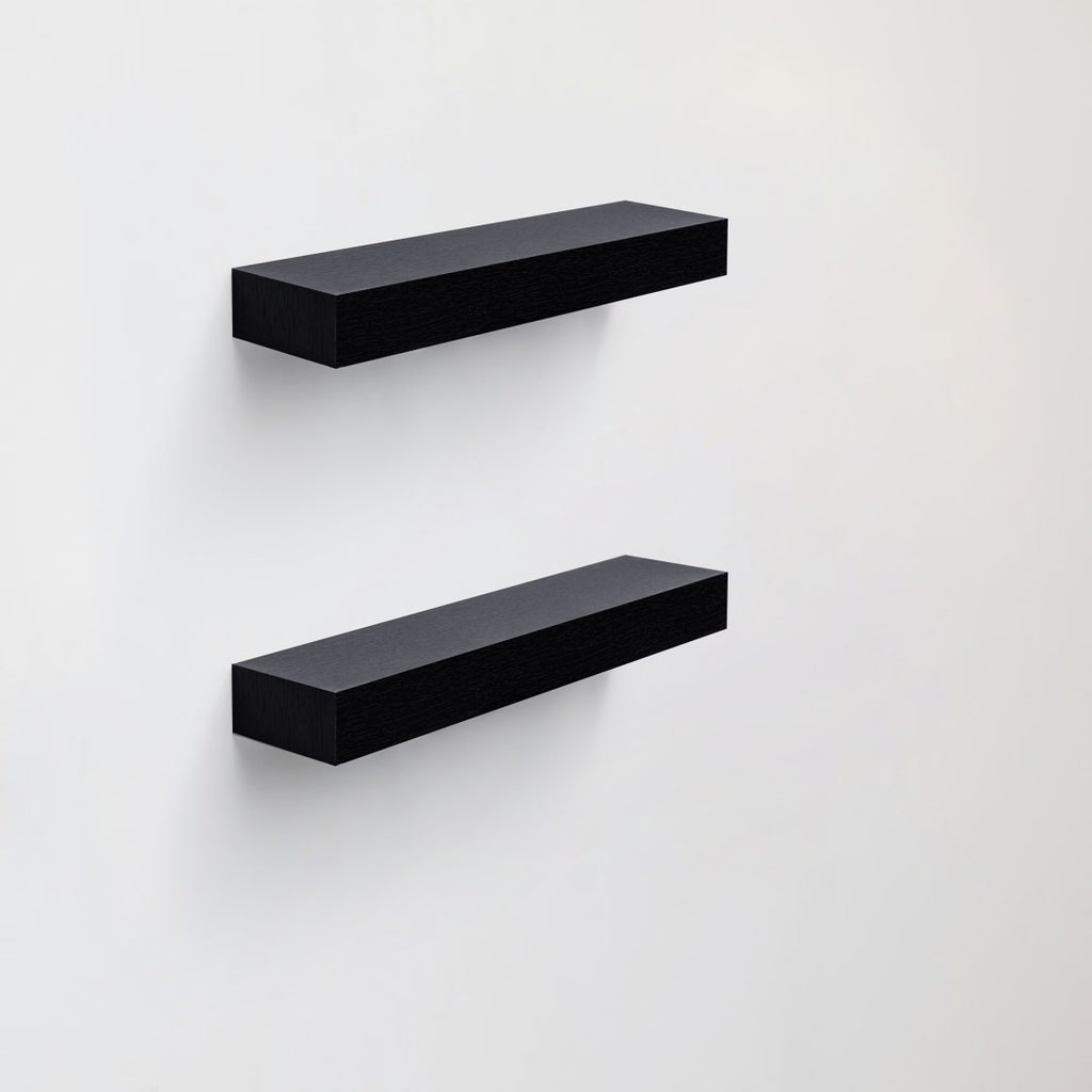 Floating Shelves  15.75 Wall Mounted Wood Shelves For Bathroom, Bedroom, Living Room, Kitchen, Hanging Shelf For Books Storage Decor With Invisible Brackets, Built-in LED Lighting, Black