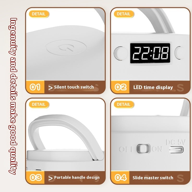 Rechargeable Lighting Portable Table Lamp With Clock LED Light