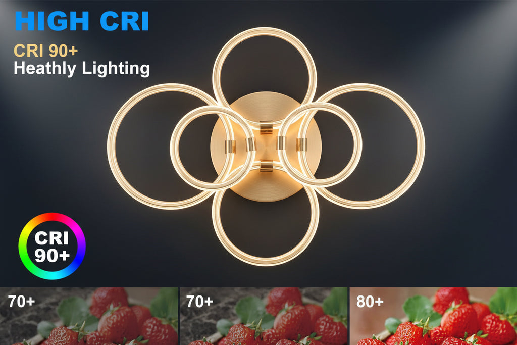 Modern LED Ceiling Light, Flush Mount Ceiling Light With Dimmable Remote Control, 6Rings Acrylic Ceiling Light Fixture For Bedroom, Living Room, Kitchen, Office Lamps 6 Heads