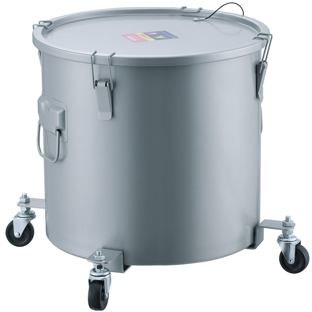 Fryer Grease Bucket, 16 Gal Oil Disposal Caddy With Caster Base, Carbon Steel Rust-Proof Coating, Oil Transport Container With Lid, Lock Clips, Filter Bag For Hot Cooking Oil Filtering, Gray