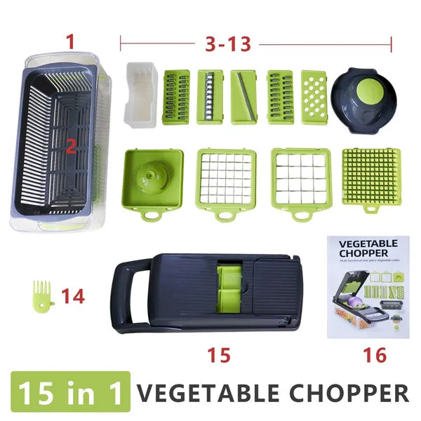 Nice Smart 15tlg. Gemüseschneider Gemüsehobel Zerkleinerer Zwiebel Manuell Dicer
