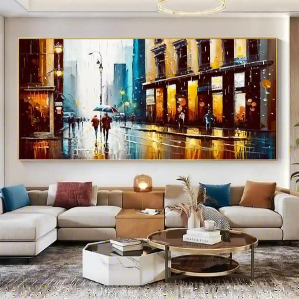 Handmade Oil Painting Canvas Wall Art Decoration Modern Abstract Urban Architectural Street Scenes For Home Decor Rolled Frameless Unstretched Painting