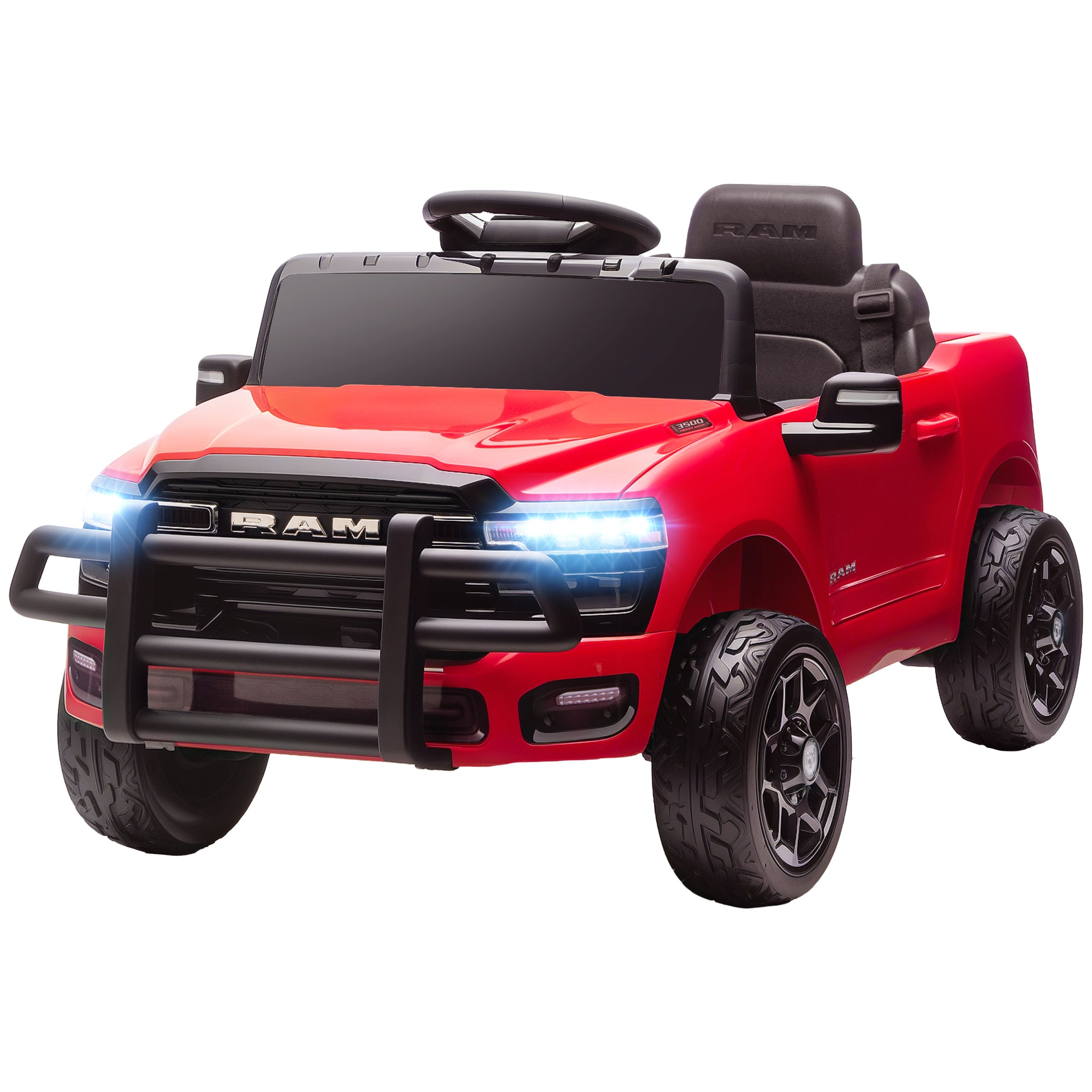 12V Kids Ride on Car, Licensed Dodge RAM 3500 Ride on Toys with Dual Motors, Remote Control for Toddlers, Red