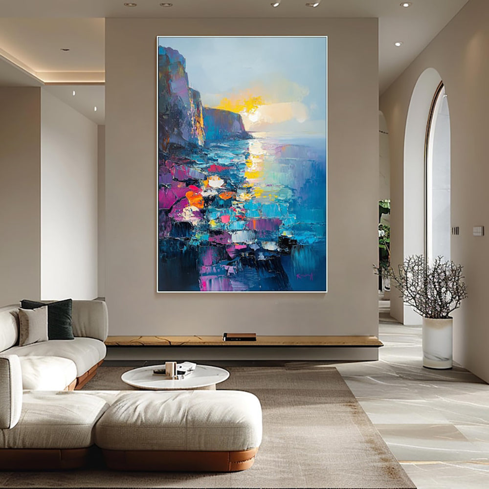 Handmade Oil Painting Canvas Wall Art Decoration Abstract Mediterranean Scenery Pictures For Home Decor Rolled Frameless Unstretched Painting