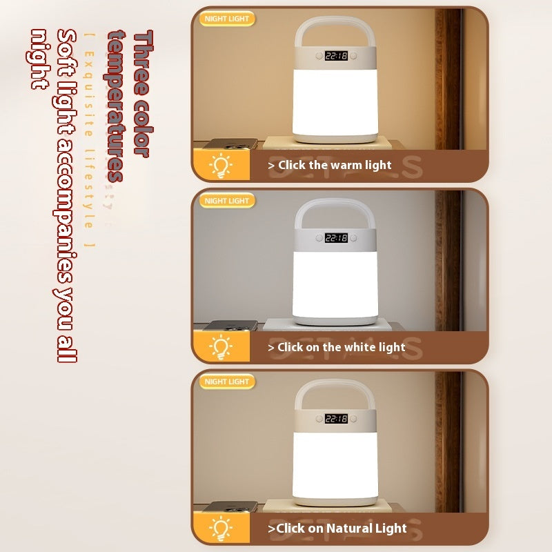 Rechargeable Lighting Portable Table Lamp With Clock LED Light