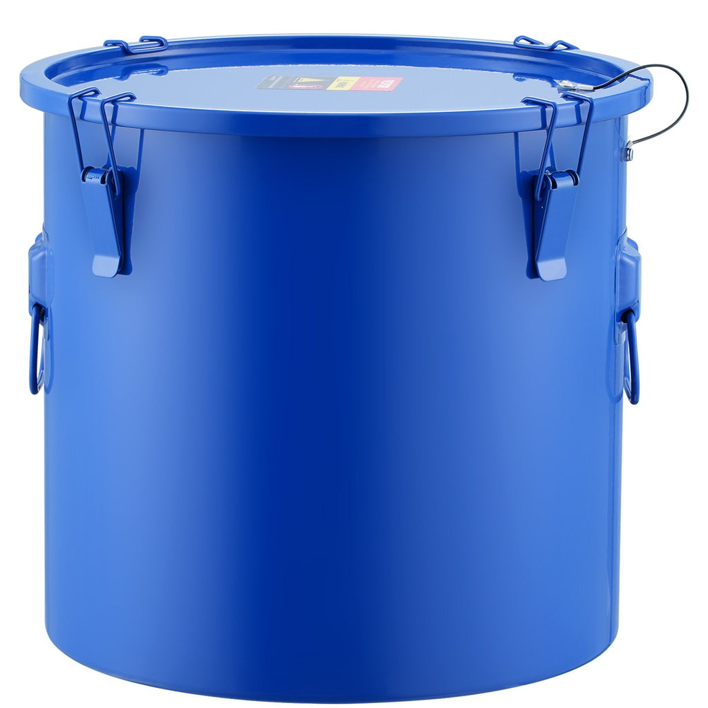 Fryer Grease Bucket, 10 Gal Oil Disposal Caddy Carbon Steel Fryer Oil Bucket With Rust-Proof Coating, Oil Transport Container With Lid, Lock Clips, Filter Bag For Hot Cooking Oil Filtering, Blue