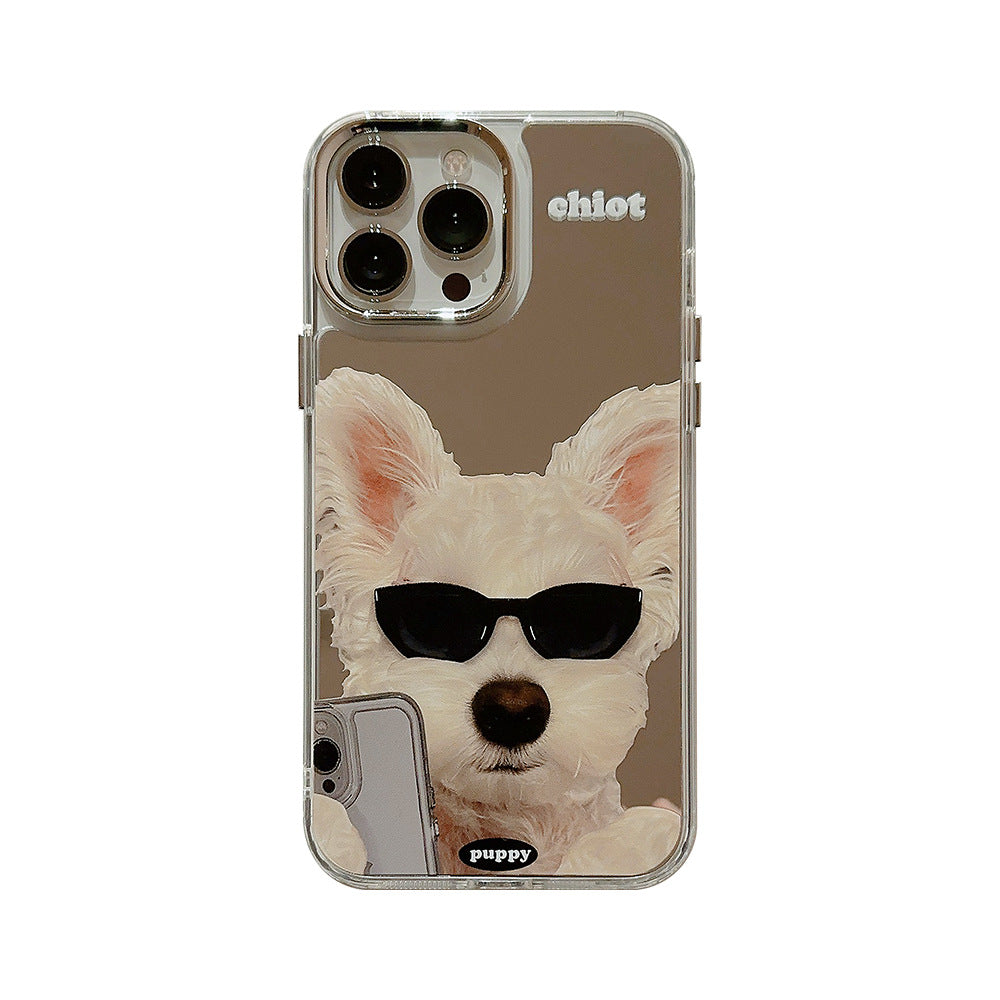 Sunglasses Dog Mirror Phone Case Protective Cover