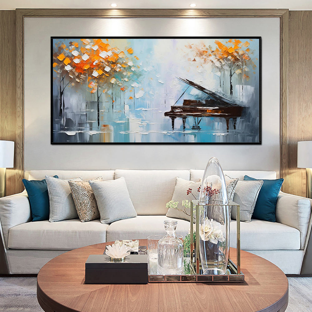 Handmade Oil Painting Palette Knife Tree Oil Painting On Canvas Wall Art Decoration Modern Piano Abstract Landscape Artwork Wall Pictures Decor For Home Office Decor