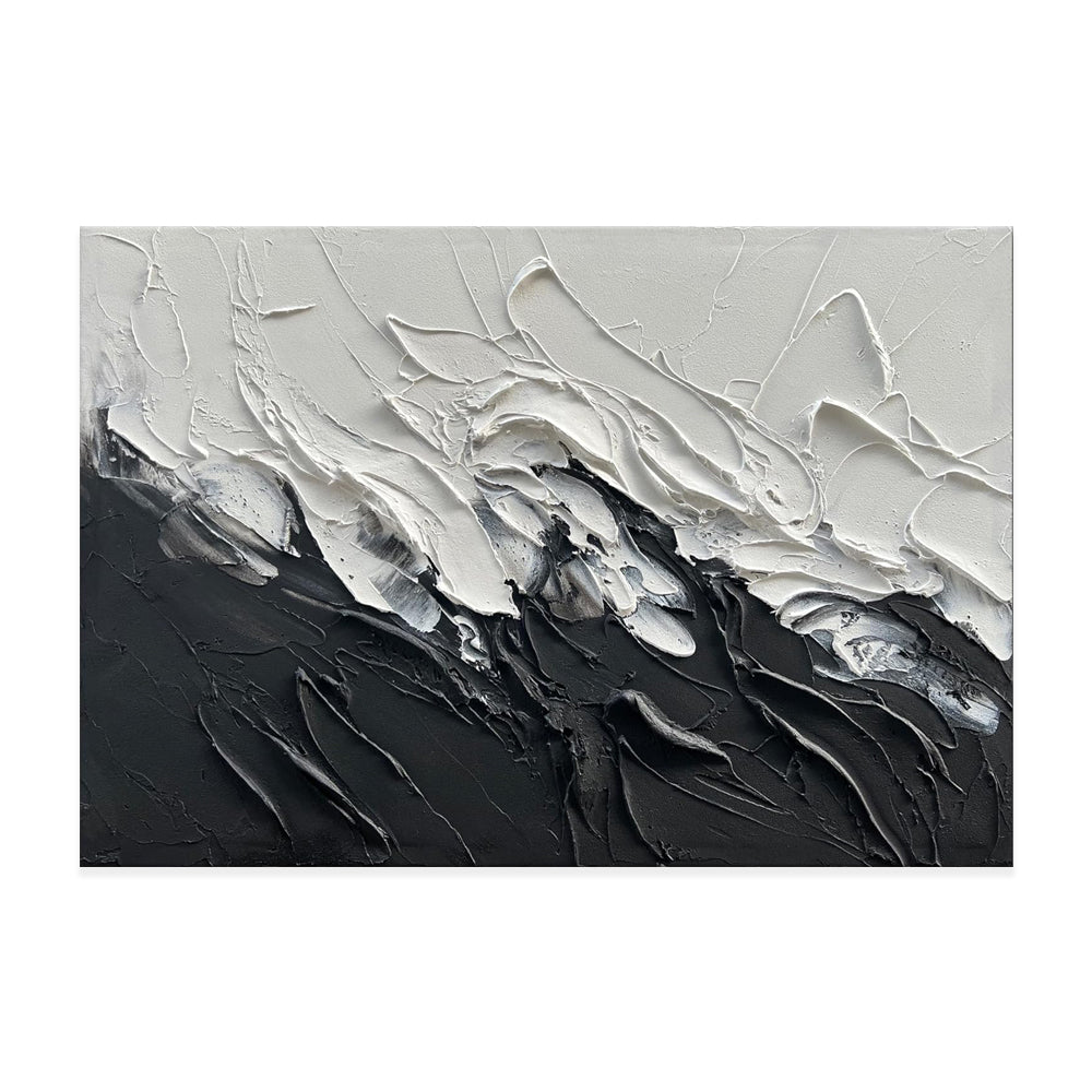 Simple Design Handmade Black And White Knife Thick Oil Painting On Canvas Abstract Wall Art Decor For Living Room Decor As Gifts