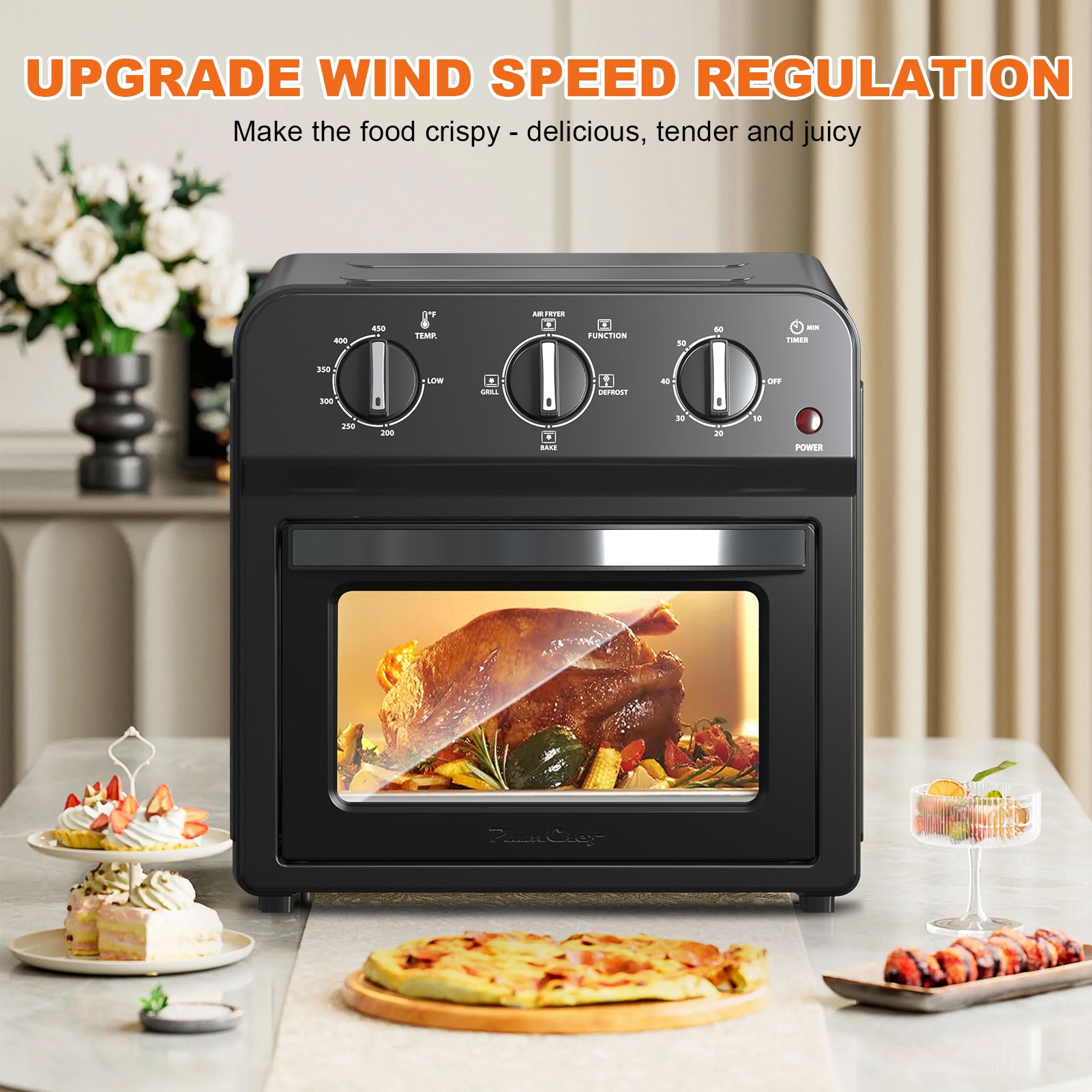 Family Size Air Fryer Toaster Oven Combo,13QT,Hot Air Circulation For Healthy Oil-Free Cooking, Multifunctional Convection Contertop Oven, Adjustable Time & Temp Control, Amazon Resale Prohibited