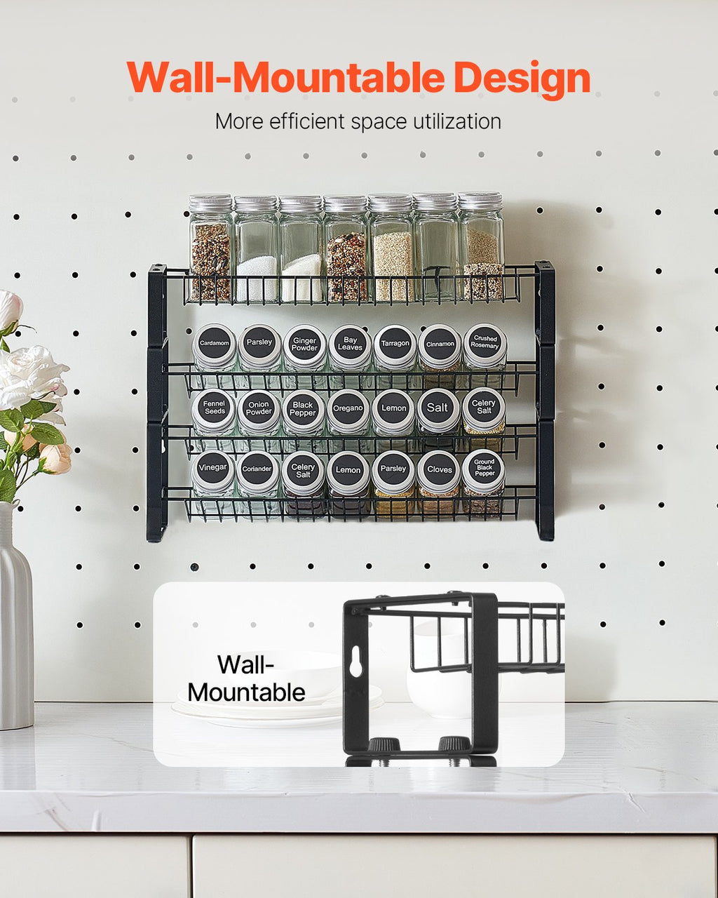 Spice Rack Organizer For Cabinet Kitchen Countertop Seasoning Organizer 18x11 In